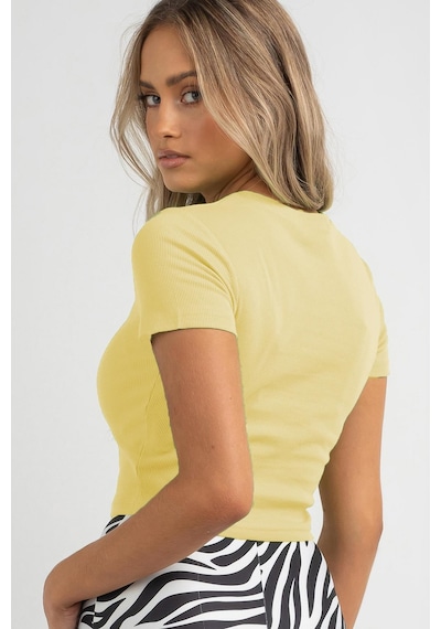 Madmext Sarı Basic Crop Kadın Tişört Mg1772-sarı Sarı