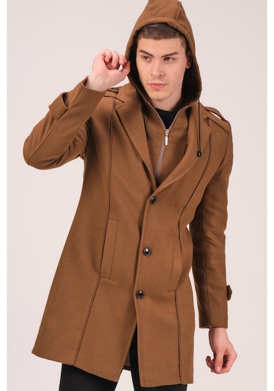 Plt8334 Dewberry Erkek Palto-Koyu Camel-Koyu Camel