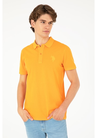 U.S. Polo Assn. Erkek Slim Fit Polo Yaka Turuncu Basic Tişört 50279591-VR051