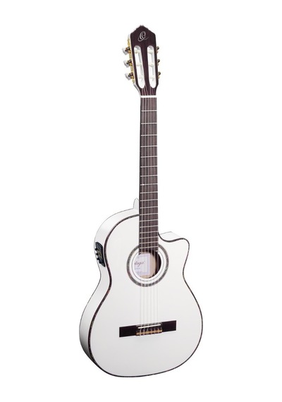 Ortega Rce145Wh Thinline Elektro Klasik Gitar Beyaz