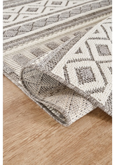 Badelya Home Krem Gri İskandinav Modern Tasarım Sisal Bukle Özel Ölçü Salon Oturma Odası Koridor Halısı Yolluk Gri - Krem