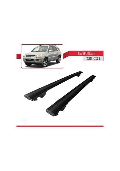 Kia Sportage 2004-2008 Arası İle Uyumlu Hook Model Anahtar Kilitli Ara Atkı Tavan Barı Siyah