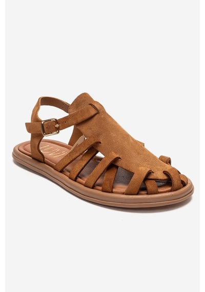 Luvishoes Alone Taba Süet Hakiki Deri Kadın Sandalet