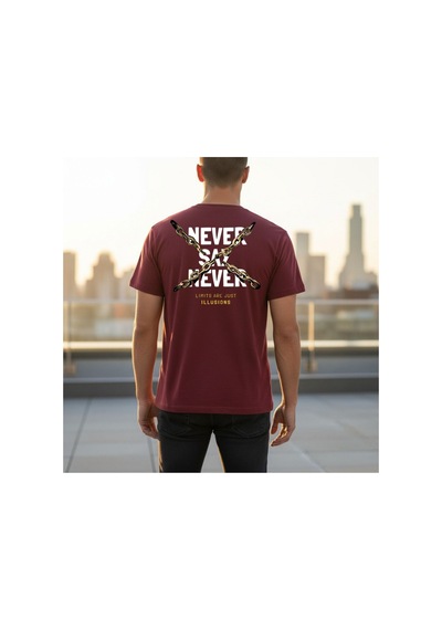 Urbantrendstore Unisex Rock Zincir Desen Oversize Fit Rahat Geniş Salaş T-shirt Günlük Tişört Bordo