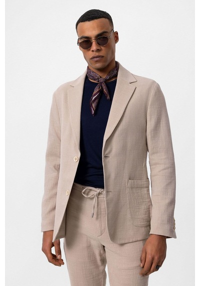 Antioch Astarsız Torba Cepli Erkek Blazer Ceket Bej