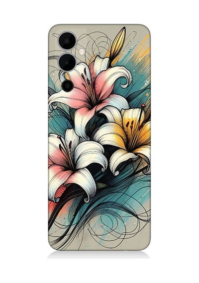 Tecno Pova Neo 2 Uyumlu Yumuşak Hatlı Zambaklar Desenli Silikon Kılıf Çok Renkli