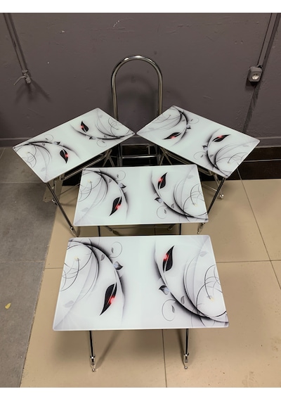 Camlı Çanta Sehpa, Sehpa, Zigon, 4lü Zigon, Çanta Sehpa-nilüfer