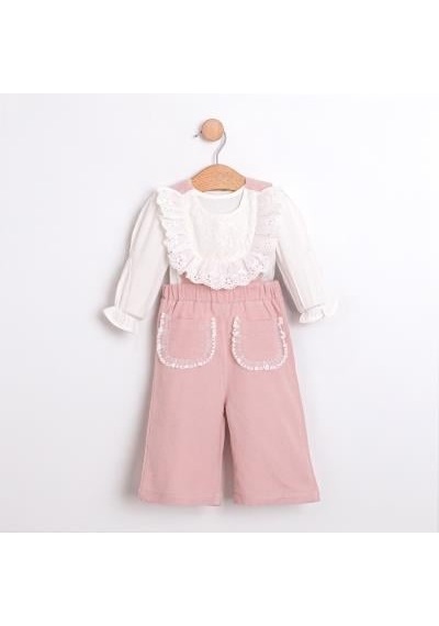 Cumino Kız Bebek Gömlekli Pantolonlu Tulum Takımı Cmn-3754 Pembe