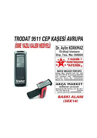 Trodat 9511 Cep - Firma - Ofis - Şirket - Doktor - Avukat Kaşesi N11.24812