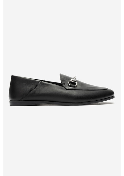Luvishoes F03 Hakiki Deri Kadın Loafer Ayakkabı Siyah Cilt Siyah