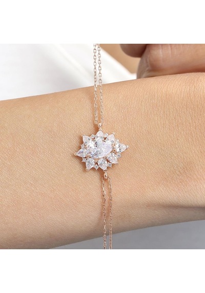 Mia Vento Effective Diamond Londra Tutkusu Rose Renk Işıltılı Gümüş Bileklik