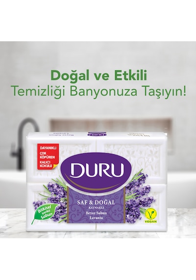 Duru Saf & Doğal Lavanta Beyaz Kalıp Sabun 4 x 600 G