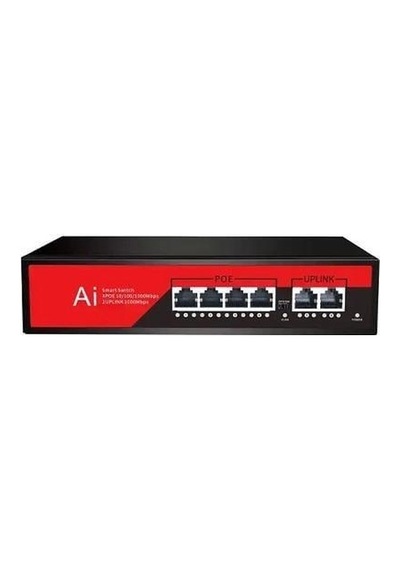 Ezcool EZ-04PSF-FG 4xGE 2xGE-UPLİNK 65 W Yönetilemez Gigabit Poe Switch