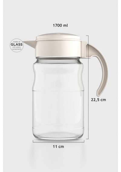 Renga Spiro 1700 Ml Bej Kapaklı Cam Sürahi 111031