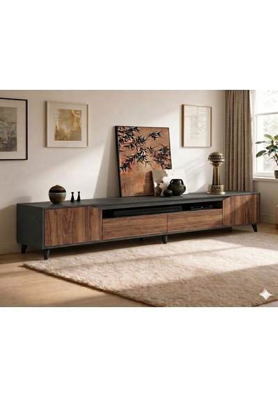 Legno Premium 180cm Modern Tv Ünitesi Ant-cvz Antrasit - Ceviz Legno Premium 180cm Modern Tv Ünitesi Ant-cvz Antrasit - Ceviz