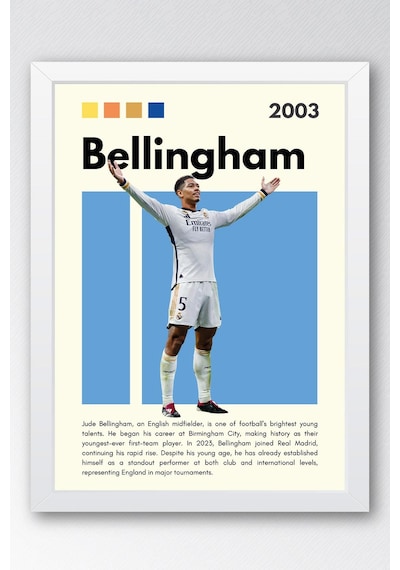 Jude Bellingham Çerçeveli Tablo - Dekoratif Çerçeveli Futbolcu Poster Tablo
