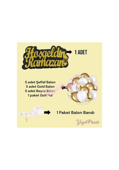 Hoş Geldin Ramazan Yazı Seti Balon Şeffaf Balon