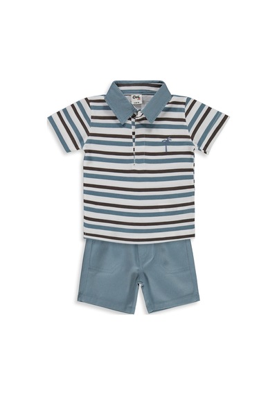 Civil Baby Palmiye Nakışlı 6-18 Ay Takım - Mavi Soft İndigo