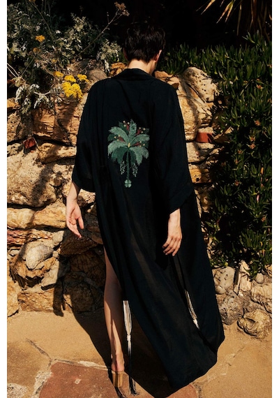 Defacto Jaquette X Defacto Palmiyeli Kimono H1249ax26hsbk27 Siyah-bk27