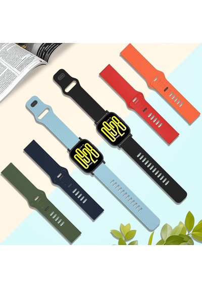 22mm Kordon Şirketli Xiaomi Redmi Watch 5 Active Kordon/redmi Watch 5 Lite Kayışı Siyah Silikon Spor Değiştirme Bantları Gözleme Yok