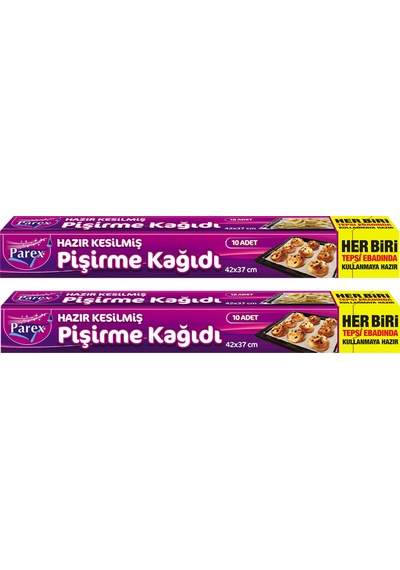 Hazır Kesilmiş Pişirme Kağıdı 10 Lu 42 X 37 Cm İkili Set