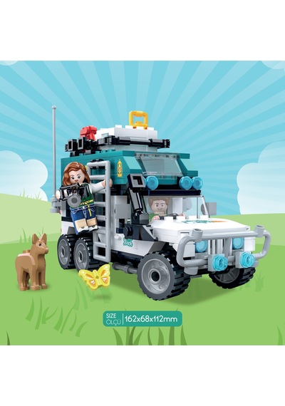 Ogi Mogi Toys Eğitici Bloklar Işıklı Mavi Karavan 298 Parça,  Yapı Seti
