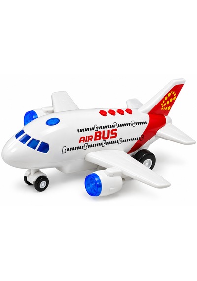25 Cm Sesli Ve Işıklı Airbus Yolcu Uçağı Sürtmelı Hareketli Kırmızı