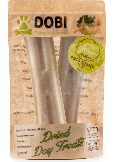 %100 Doğal Beyaz Pres Kemik Köpek Ödül Maması 2 Li Katkısız, Uzun Süre Çiğneme, Diş Dostu 21cm