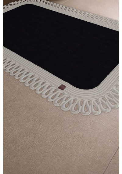 Banyo Paspası Takımı 70x110+50x70 Cm Dış Trikot Siyah & Krem