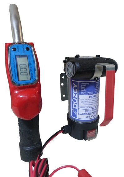 24 Volt Mazot Aktarma Pompası & Sayaçlı Tabanca Seti Litre Ölçme