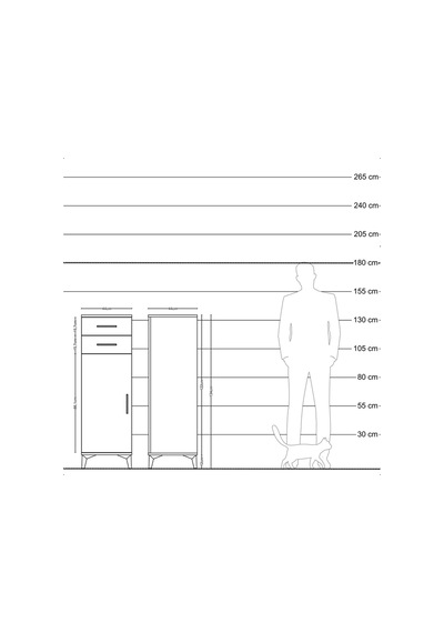 Hyperion Dolap 2 Raflı 2 Çekmeceli Tek Kapaklı 44x44x134 Çam-çam Çam