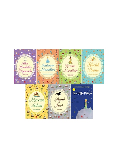 İlk Kütüphanem-çocuk Klasikleri-7 Kitap Alice Harikalar-siyah İnci-küçük Prens-mercan Adası+3kitap