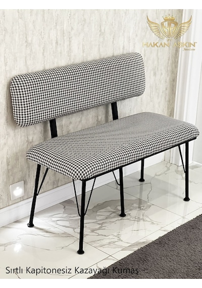 By Hakan Aşkın Metal Ayaklı Metal Alt Kasalı Kazayağı New Sırtlı Bench Bank Kazayağı Dokuma Kumaşş