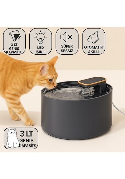 Coofbe Sessiz Akıllı 3litre Kedi Köpek İçin Otomatik Su Pınarı Kedi Su Kabı Kedi Köpek Su Pınarı