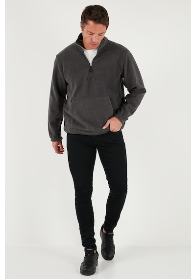 Buratti Regular Fit Yarım Fermuarlı Dik Yaka Yumuşak Dokulu Erkek Sweat 59060661 Antrasit