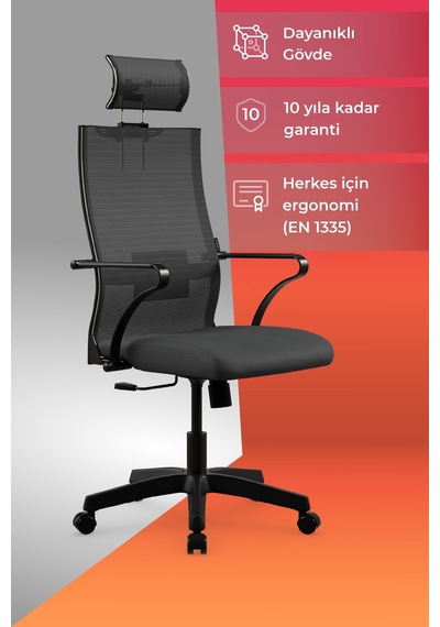 Ergolife Sit Air-180 Ofis Koltuğu Yükseklik Ayarlı, Fileli, Boyun Destekli, Bilgisayar Sandalyesi - 696.61.51.222 Siyah Ergolife Sit Air-180 Ofis Koltuğu Yükseklik Ayarlı, Fileli, Boyun Destekli, Bilgisayar Sandalyesi - 696.61.51.222 Siyah