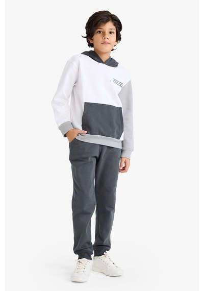 Defacto Erkek Çocuk 2li Takım Baskılı Kapüşonlu Sweatshirt Jogger Eşofman Altı C8316a825cwwt36 Beyaz-wt36