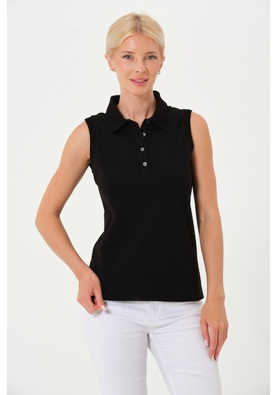 Kadın Regular Fit Kolsuz Polo SIYAH