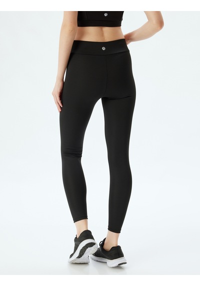 Koton Basic Spor Tayt Yüksek Bel Skinny Fit İnterlok Siyah 5wak40163nk
