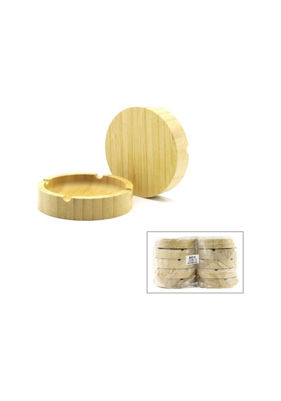 İbico İ22-398 Küllük 9cm Ahşap Bambu Yuvarlak - 10'li Paket