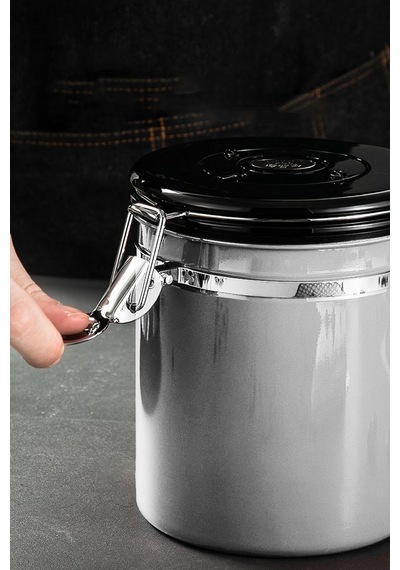 304 Çelik 1400 Ml Kelepçeli Kahve Çay Saklama Kabı Kiler Depolama Kavanozu Mt117 Gri