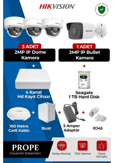 Hıkvısıon 4 Kameralı Full Sistem Paketi