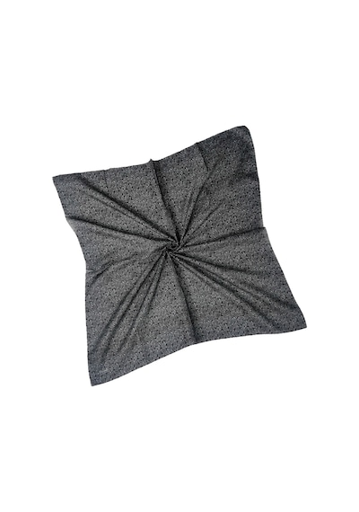 Mim Eşarp Ebruli Prime Pamuk Comfort Desenli Eşarp 90x90 Cm - Yaprak Desenli Siyah