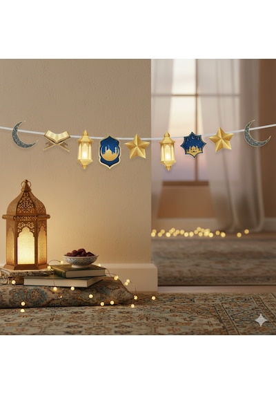 Dodomar 140 Cm Ramazan Dekoratif Süs Mavi Gold - Ramazan Asma Ve Duvar Dekoru Diğer