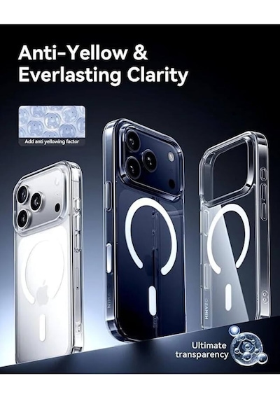Apple iPhone 17 Pro Uyumlu Magsafe Destekli Darbeye Dayanıklı Şeffaf Kılıf