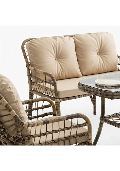 Capri Swing Pisa İkili Rattan Bahçe Balkon Oturma Grubu Açık Kahve 753