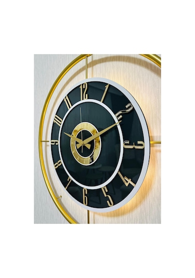 Pey Aksesuar Metal Camlı Duvar Saati 60x80 Cm Büyük Boy Işıklı Gerçek Cam Siyah-füme-beyaz-gold Ayna-m61-gold-füme-beyaz-gold