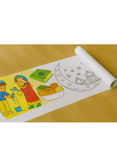 Ramazan A Özel 30x500 Cm Boyama Rulo Kağıdı, Ramazan Temalı 5 Mt Boyama Etkinlik Rulo Kağıdı