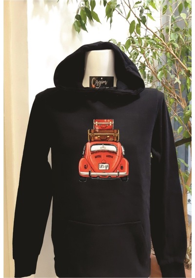Pisa Art Unisex Siyah Kapüşonlu Woswos Baskılı Sweatshirt Hrmsw1021 Siyah