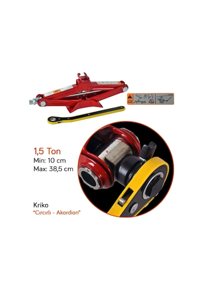 Carub Akordion Kriko Makaslı 1.5 Ton Cırcırlı Kollu Kutulu Br2701